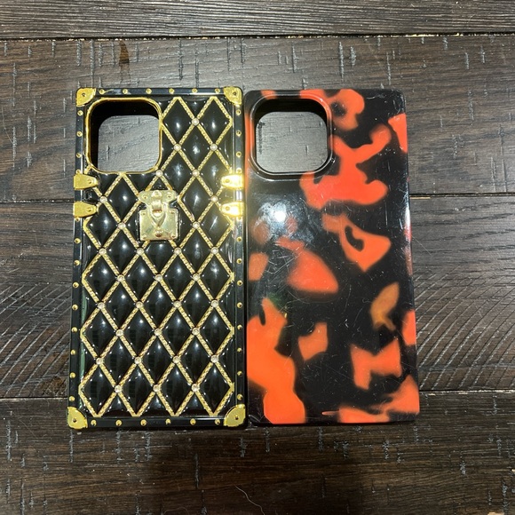 SHEIN Black and Orange Patterned Phone Case Set - Picture 1 of 6